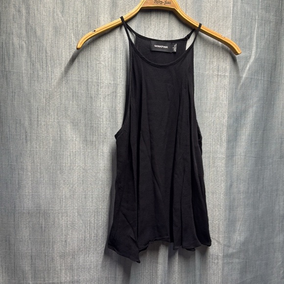 🏴 MINKPINK Black Asymmetrical Relaxed Tank Top size large - Picture 4 of 7
